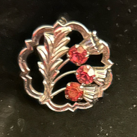 Signed Mizpah Vintage Silver plated Celtic Brooch - Scottish Thistle 1940’s EUC - Picture 2 of 10